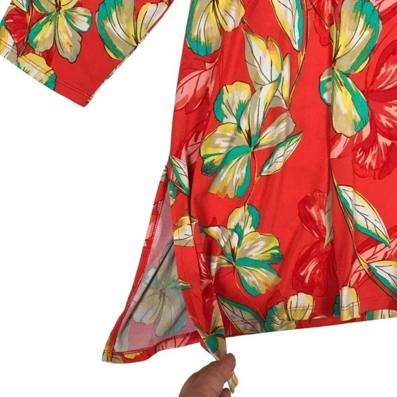 Susan Graver Blouse Womens Size XL Orange Tunic Top Asymmetrical Hem 3/4 Sleeve - Picture 5 of 12